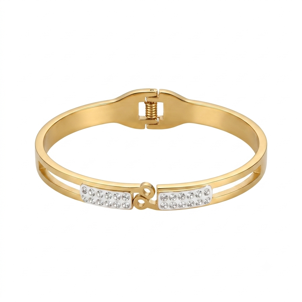 Elegant Zircon Gold Plated Hand Cuff for Women