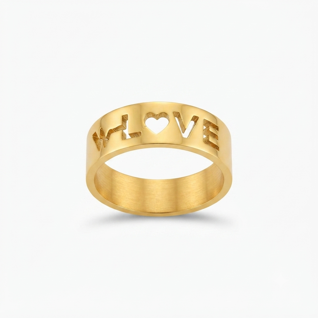 Elegant Golden Heartbeat Ring for Men & Women