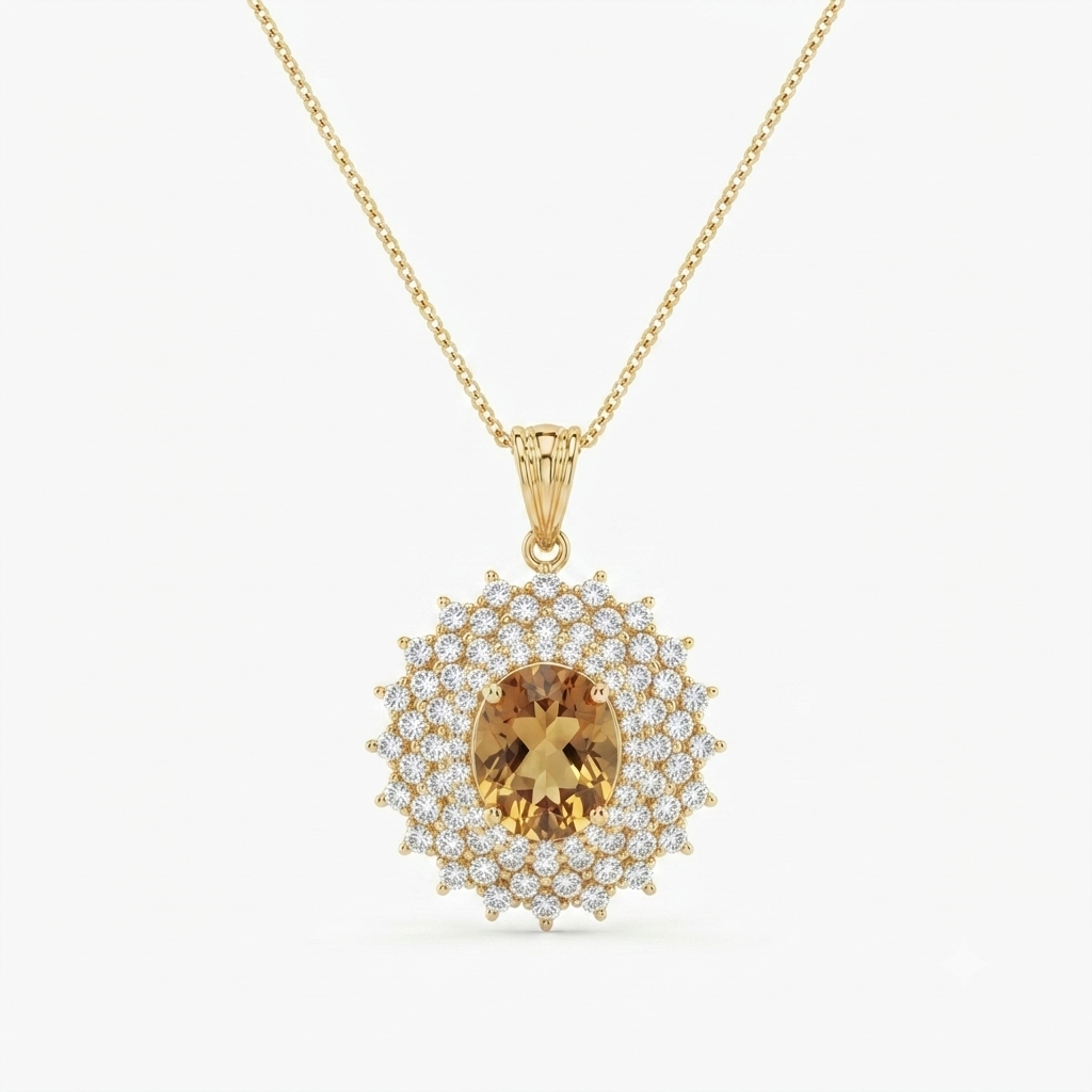 Champagne Color Locket for Women – Elegant Pendant Necklace