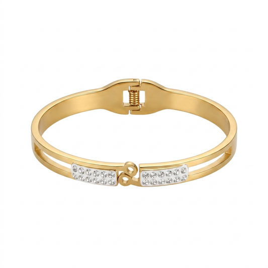 Elegant Zircon Gold Plated Hand Cuff for Women