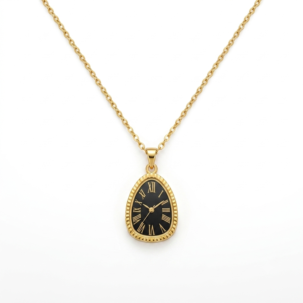 Vintage Clock Locket Necklace for Women