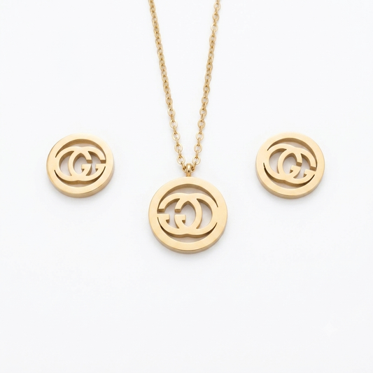 Elegant Chanel Inspired Locket Set with Earrings for Women