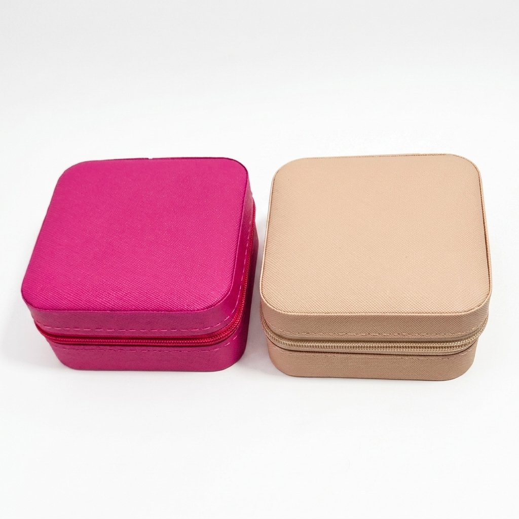 Premium Fabric Jewellery Organizer Box with Zip Closure