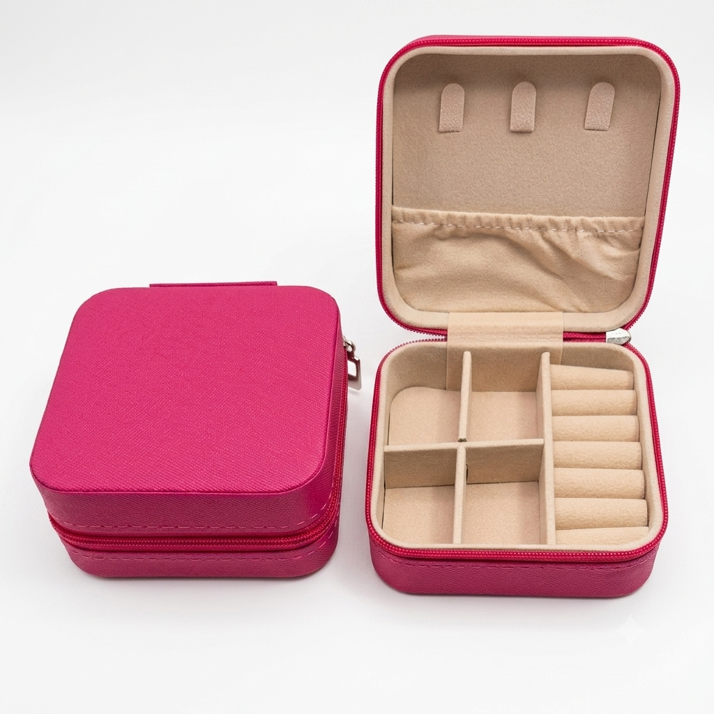 Premium Fabric Jewellery Organizer Box with Zip Closure