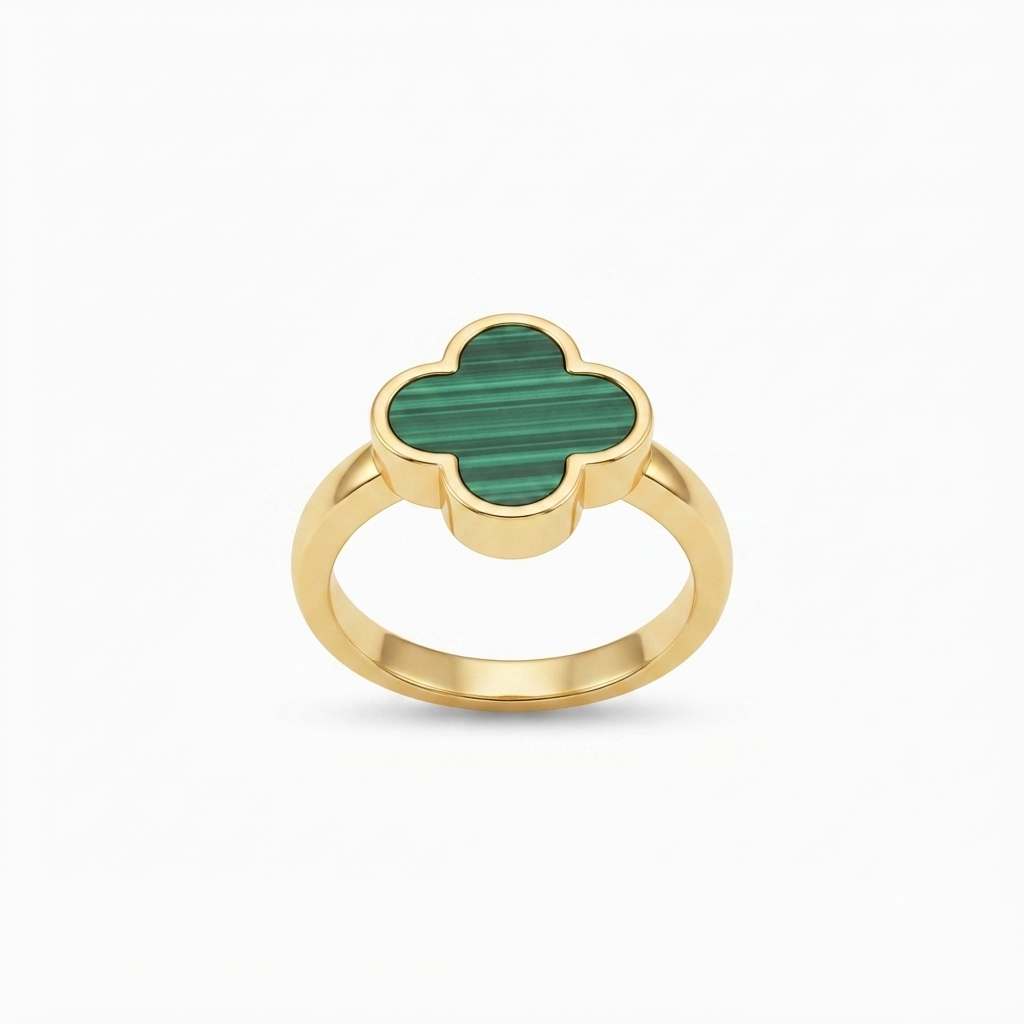 Luxury Green Clover Ring for Women | Gold Plated Elegant Ring