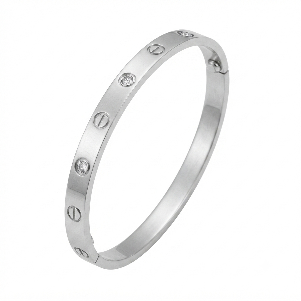 Premium Silver Cartier Style Hand Cuff Bracelet for Men & Women