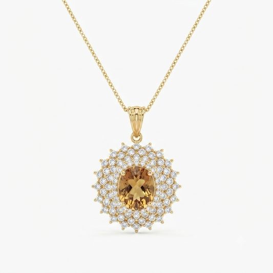 Champagne Color Locket for Women – Elegant Pendant Necklace