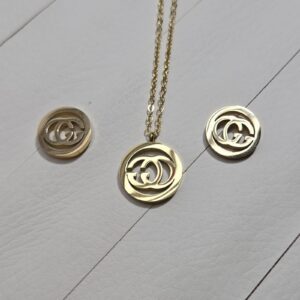 Elegant Chanel Inspired Locket Set with Earrings for Women